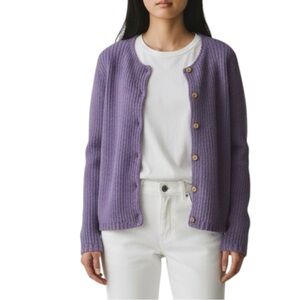 ORVIS Chenille Cardigan Button Down Sweater in Purple Size Medium -- SO SOFT!